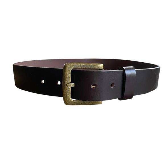 Boden Dark Brown Leather Waist Belt Sz Small Simple Brass Buckle - Picture 7 of 9
